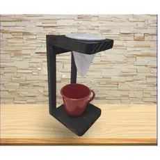 Suporte Coador de Café Madeira com Xícara.