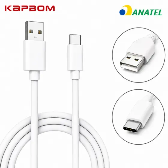 Cabo Carregador Rápido USB para Tipo C Kapbom 2.4A Turbo Carregamento