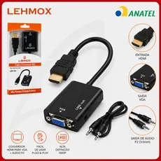 Adaptador Conversor HDMI VGA Com Áudio P2 Full HD 1080P PC Notebook Projetor