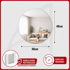 Espelho Redondo Premium 40 x 40cm Decoração Sala Banheiro Circular