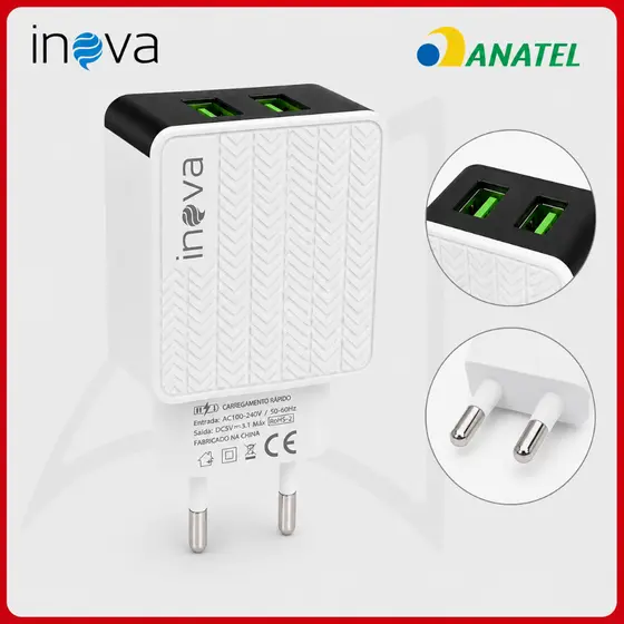 Carregador Turbo Inteligente 2 USB Bivolt Universal – Carregamento Rápido e Seguro