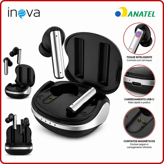 Fone Sem Fio TWS Premium Basike Bluetooth 5.4 Com Case 400mAh Touch
