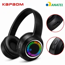 Fone de Ouvido Bluetooth LED Sem Fio Kapbom RGB com Microfone Premium