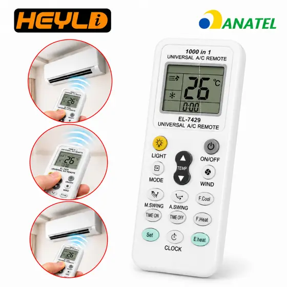 Controle Remoto Universal Ar Condicionado LCD 1000 Marcas Timer