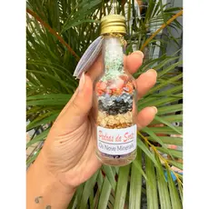 Garrafinha de Vidro com Pedras da Sorte | 9 Minerais Naturais Energéticos | Proteção, Energia e Prosperidade