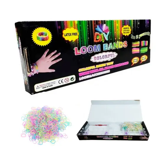 Loom Band - Pulseiras - Elásticos + Clips + Agulha + Régua - Dolce Home