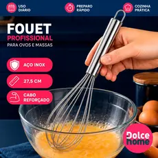 Batedor Fouet de Cozinha para Misturar Ovos e Preparar Massas