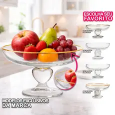 Fruteira Saladeira Centro Mesa Decorativo Vidro Cristalino Pé Ornamental