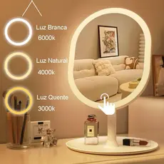 Espelho Para Maquiagem Mesa Inteligente Com Luz De Claro Led Portátil Dobrável Ajustável