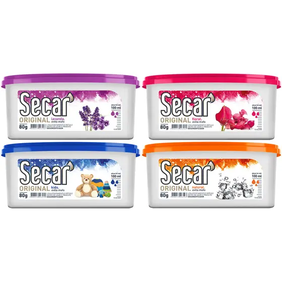 Kit 4un Anti Mofo Secar 80g Original Desumidificador Evita Umidade Fungos Cheiro Guarda Armários
