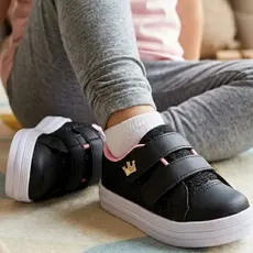 Tênis Infantil Menina com Glitter e Coroa  Velcro Duplo  Conforto, Estilo e Praticidade para o Dia a Dia