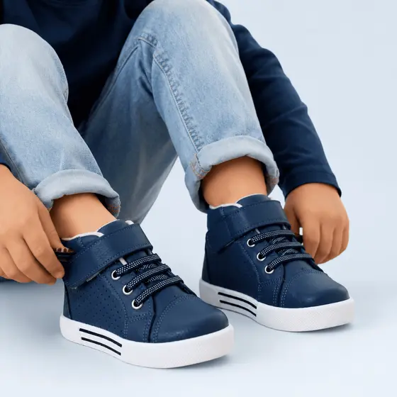 Tênis Infantil Masculino Cano Alto Bebê Menino Velcro Antiderrapante Confortável Macio Escolar