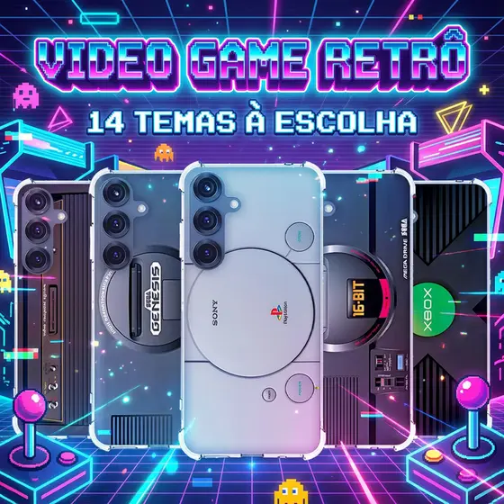 Capa Capinha GALAXY A23 A22 A20 A17 A16 A15 A14 A13 A12 A11 A10 A07 Anti-impacto Personalizada tema retro VIDEO GAME