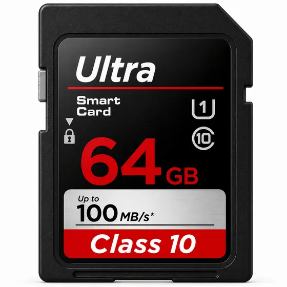 Cartão de Memória 64GB Classe 10 100MB/s para Câmeras Filmadoras e Notebook