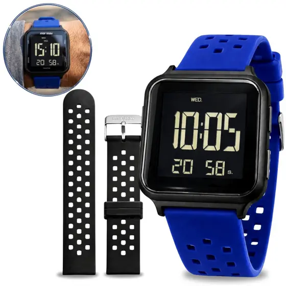 Relógio Mormaii Masculino Digital Esportivo Original Troca de Pulseira à Prova D’Água 100 Metros