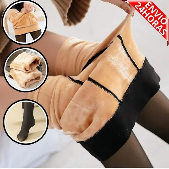 Meia-calça plus size feminina, forrada com lã polar semitransparente para maior aquecimento, grossa e super elástica.