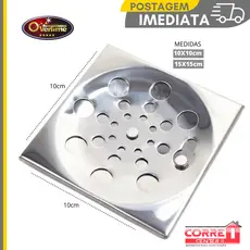 Ralo Tampa Grelha  INOX QUADRADO Abre E Fecha Rotativo 10x10 ou 15x15 Overtime