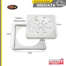 Kit Ralo Tampa Grelha + Porta grelha abre e fecha Rotativo 10x10 ou 15x15 (QUADRADO)