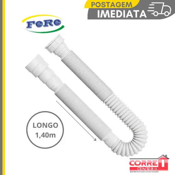 Sifão Sanfonado Extensivo ( LONGO 1,40m ) Ajustável Universal Multiuso Pia Tanque Lavatório / Plastuning