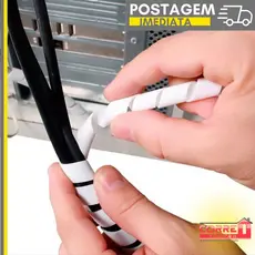 Organizador de Fios Cabos Japonês 1 Metro x 10 mm Preto e Branco Overtime