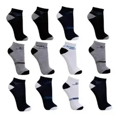 Kit 24 Pares de Meias Soquete Unissex Cano Curta Cores e modelo Variadas
