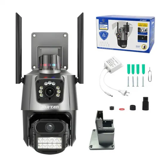 Câmera de vigilância externa Wi-Fi com lente dupla IP66 360° 4K 6MP, sirene à prova d'água ICSEE JORGE