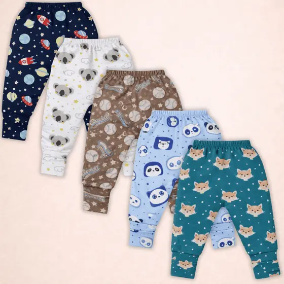 Kit 5 Pçs Mijão Malha Estampado 100% Algodão Menino Vira Pé