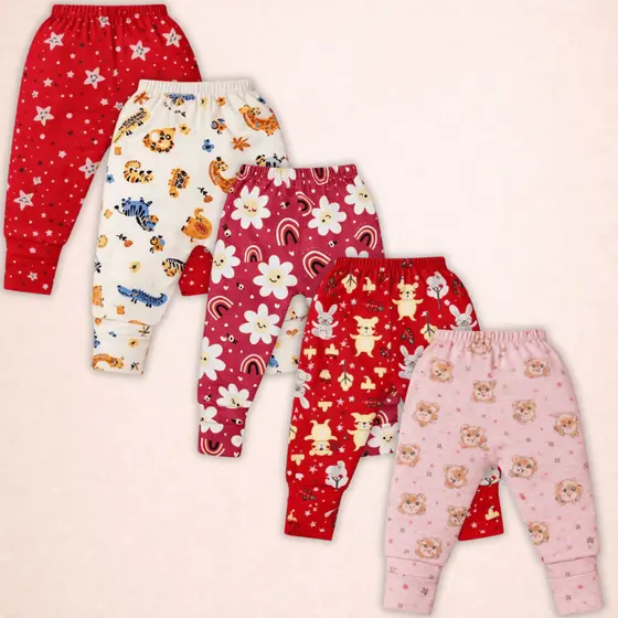 Kit 5 Pçs Mijão Malha Estampado 100% Algodão Menina Vira Pé