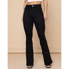 Calça Feminina Flare Preta Premium Cintura Alta Modeladora Estilo Elegante Confortável Empina Bumbum