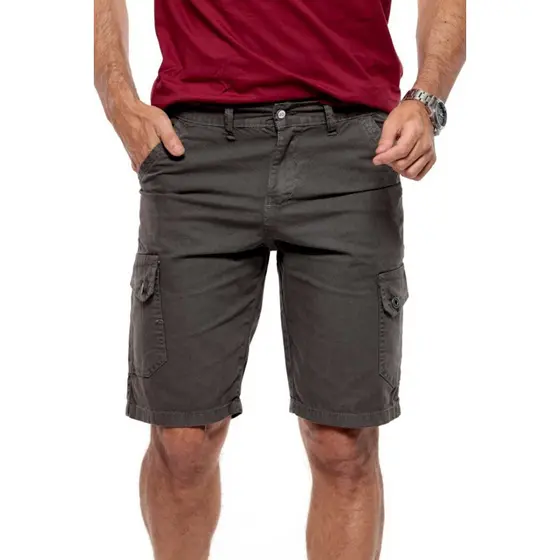 Bermuda Cargo Sarja Masculina Bolso Lateral Conforto Casual Durabilidade