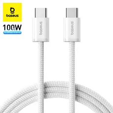 Cabo Baseus 100W Tipo C Turbo PD Carregamento Rápido Iphone 15 16 17 Pro Max Branco