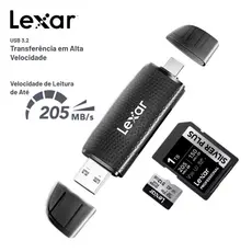 Leitor de Cartão Lexar USB 3.2 Tipo C OTG SD Micro SD TF 2 em 1 para PC Notebook Celular