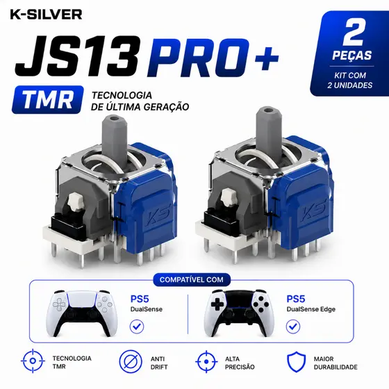 Kit 2 Analógico TMR Magnético K-Silver JS13 PRO+ Original Para PS5 DualSense Edge Anti Drift