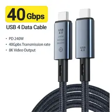 Cabo Turbo 240W Tipo-C Thunderbolt 3 40Gbps Transferência De Alta Velocidade 8K 60Hz Vídeo