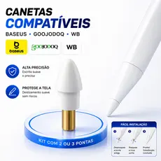 Ponta para Caneta iPad Baseus Smooth Writing 2 Goojodoq WB Kit 2 ou 3 Pontas Stylus Reposição