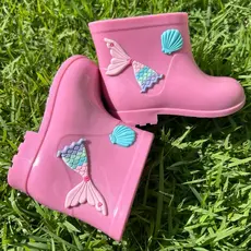 Galocha Infantil Menina Sereia Bota Confortável Impermeável Botinha de Chuva Macia Leve Injetada Charmosa