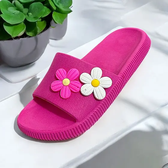 Chinelo Nuvem Slide Com Flores Confortável Flexível Infantil Feminino Macio Sandália Rasteira