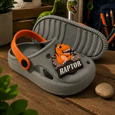 Sandália Infantil Menino Raptor Babuche Injetado Personagem Dinossauro Confortável Macio Antiderrapante