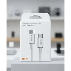 Cabo Tipo C para tipo C - Turbo 60W PD 1m KAIDI | Kit com 1, 2, 3 e 4 unidades.