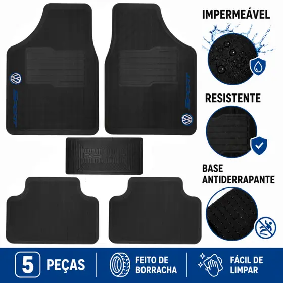 Kit Jogo Tapete Automotivo Carro Borracha Logo Volkswagen