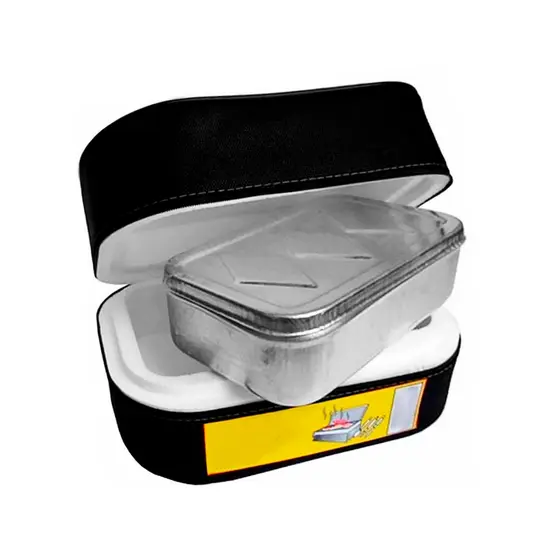 Kit 2 Marmita Térmica de Alumínio Retangular + Porta Marmita Estojo Termico Com Ziper