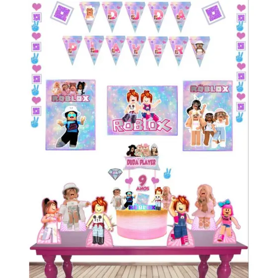 Kit Festas Só um bolinho - ROBLOX MENINAS (FAZEMOS VÁRIOS TEMAS- SOLICITE PELO CHAT)