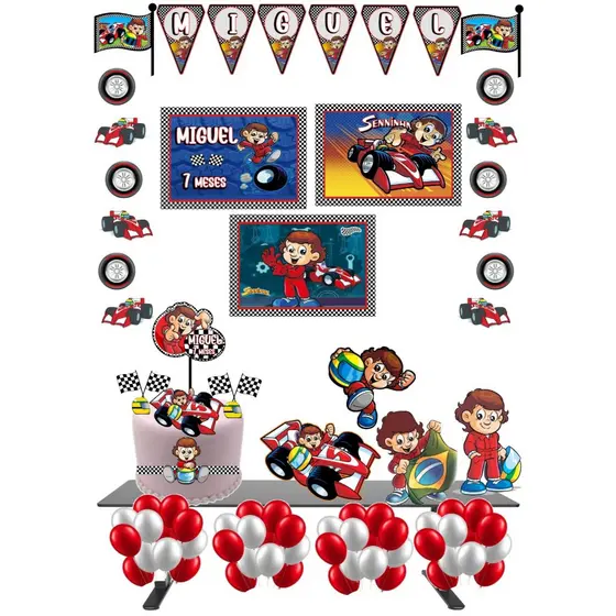 Kit Festas Só um bolinho - SENNINHA - FÓRMULA 1 -   (FAZEMOS VÁRIOS TEMAS- SOLICITE PELO CHAT)