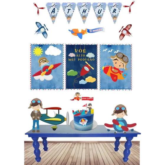 Kit Festas Só um bolinho - AVIADOR - VOE ALTO (FAZEMOS VÁRIOS TEMAS- SOLICITE PELO CHAT)