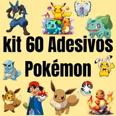 Kit 60 Adesivos Pokémon caderno, planner, agenda, copo, garrafa, à prova d'água.