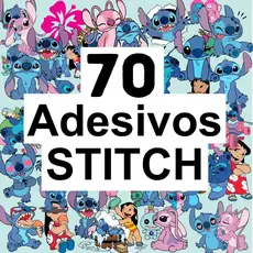 Kit 70 Adesivos Personalizado Stitch Disney caderno, planner, agenda, copo, garrafa, à prova d'água.