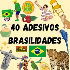 Kit 40 Adesivos Brasilidades caderno, planner, agenda, copo, garrafa, à prova d'água.
