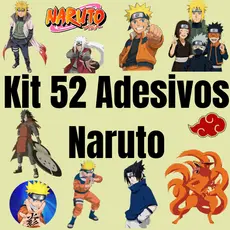 Kit 52 Adesivos Naruto caderno, planner, agenda, copo, garrafa, à prova d'água.