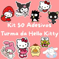 Kit 50 Adesivos Personalizado A Turma da Hello Kitty caderno, planner, agenda, copo, garrafa, à prova d'água.