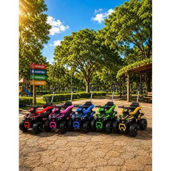 Carrinho Infantil Passeio Quadriciclo Jip Buzina Empurador Carro Criança Música 4 Rodas Grande